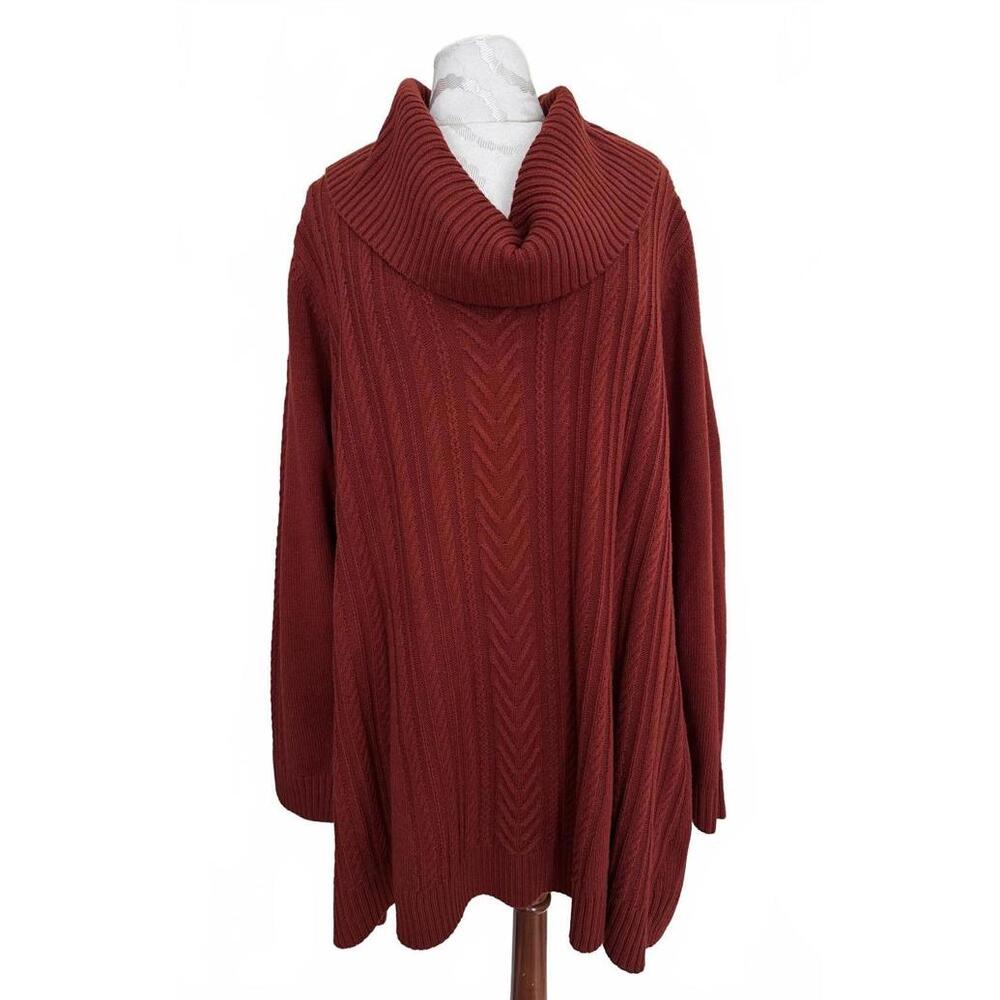 Napa Valley Rust Red Cowl Neck Knit Sweater Tunic Size 3X